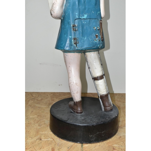 441 - A VINTAGE FIBREGLASS DISABILITY CHARITY COLLECTION BOX IN THE FORM OF A GIRL HOLDING A TEDDY WITH HE... 