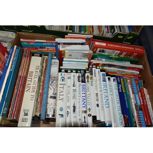 447 - FIVE BOXES OF BOOKS & MAPS to include a large quantity of Ordnance Survey Maps, Travel Guides, etc, ... 