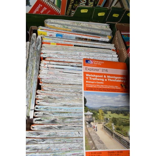 447 - FIVE BOXES OF BOOKS & MAPS to include a large quantity of Ordnance Survey Maps, Travel Guides, etc, ... 