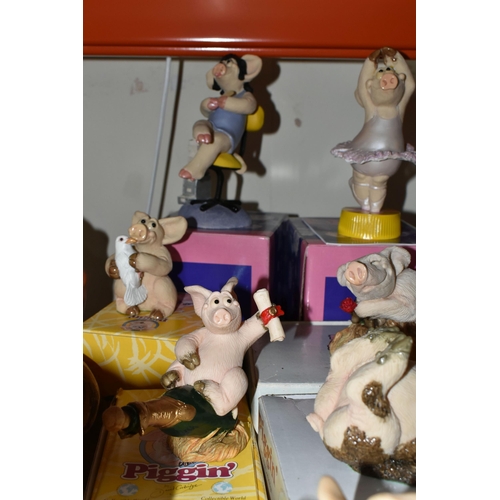 468 - A GROUP OF TWENTY BOXED 'PIGGIN' FIGURES BY DAVID CORBRIDGE, Collectable Worls Studios, comprising H... 