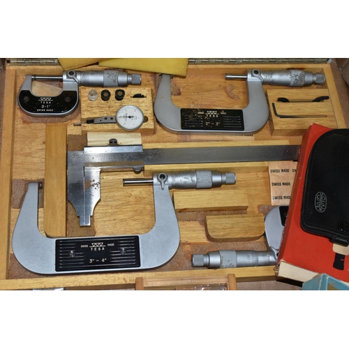 481 - A QUANTITY OF ASSORTED CASED MICROMETERS AND OTHER MEASURING INSTRUMENTS, assorted sizes, items by M... 