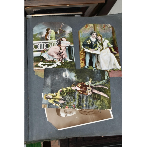 490 - THREE BOXES OF EARLY 20TH CENTURY EPHEMERA containing eight albums of postcards and personal photogr... 