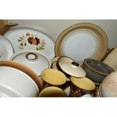 501 - SIX BOXES OF CERAMICS AND DINNERWARE, to include a large quantity of Denby 'Sahara' design dinner an... 