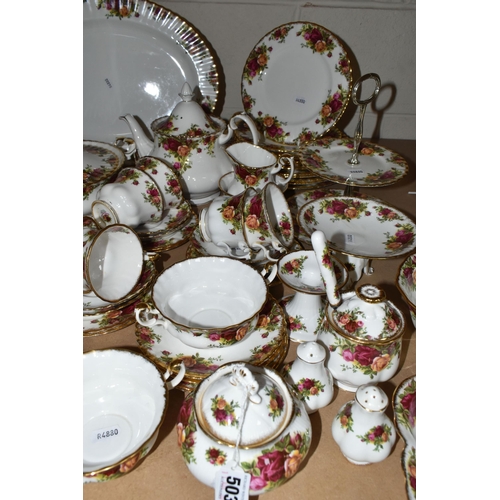 503 - ROYAL ALBERT 'OLD COUNTRY ROSES' TEA AND DINNER WARES, comprising six cups and saucers - one cup cra... 