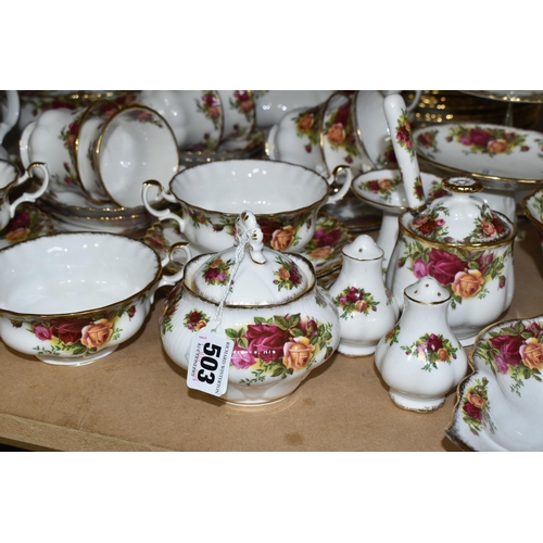 503 - ROYAL ALBERT 'OLD COUNTRY ROSES' TEA AND DINNER WARES, comprising six cups and saucers - one cup cra... 