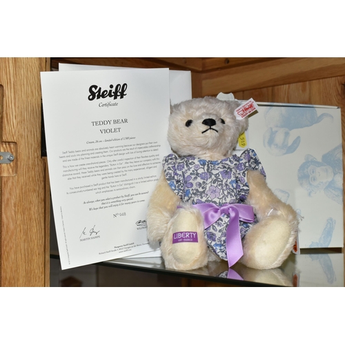 519 - A BOXED STEIFF LIMITED EDITION 'TEDDY BEAR VIOLET', no.677625, limited edition no.948/1500, blonde m... 