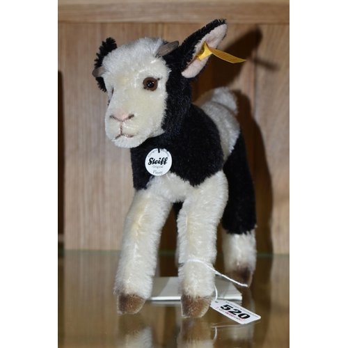 520 - A STEIFF 'FINNY' BLACK AND WHITE GOAT, no.073007, black and white mohair, with tag and labels attach... 