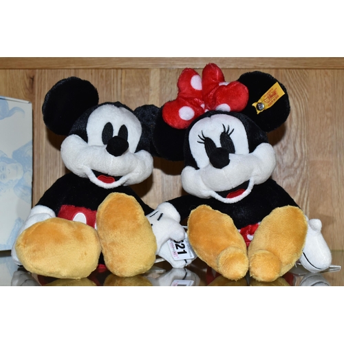 521 - TWO STEIFF DISNEY ORIGINALS MICKEY MOUSE AND MINNEY MOUSE, no's. 024498 and 024511, polyester plush,... 