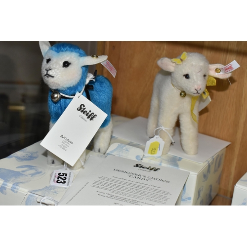 523 - TWO BOXED STEIFF LIMITED EDITION LAMBS, comprising 'Designer's Choice - Candy', no. 021626, limited ... 