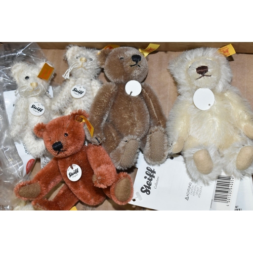 530 - A BOX CONTAINING EIGHT MINIATURE STEIFF MOHAIR TEDDY BEARS, comprising 040009, two 040023, 040290, 0... 