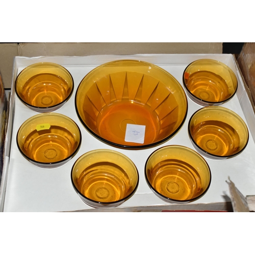 546 - FOUR BOXES AND LOOSE ASSORTED GLASSWARES ETC, to include a boxed set of six Bohemia Crystal wine gla... 