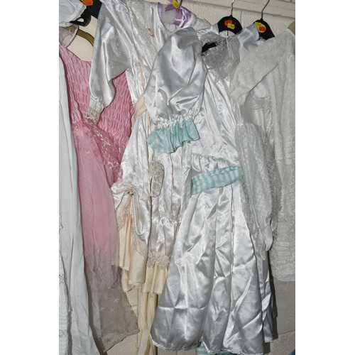 548 - A GROUP OF CHILDREN'S VINTAGE CLOTHING AND LEATHER SHOES, comprising two Victorian cotton and lace u... 