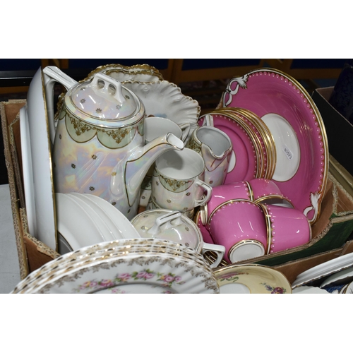 562 - TWO BOXES OF DECORATIVE TEAWARES ETC, to include Royal Crown Derby 'Derby Posies' - nine cups (one c... 