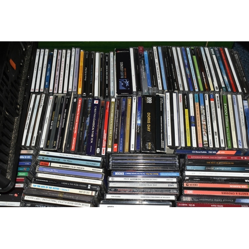 580 - TEN BOXES OF CDS, DVDS, LPS & SINGLE RECORDS containing several hundred CDs, categories include, pop... 