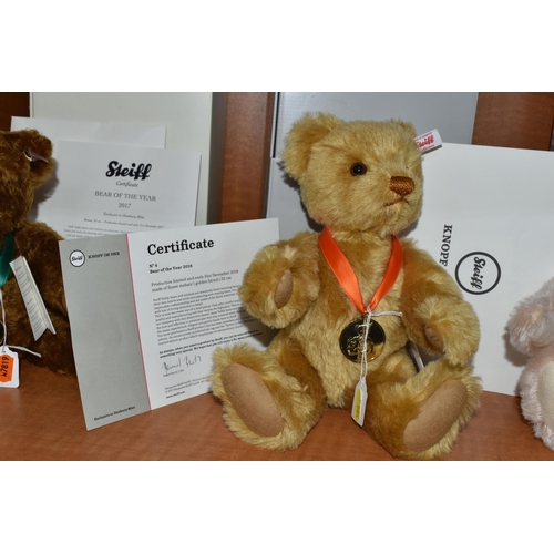 584 - THREE BOXED STEIFF LIMITED EDITION 'BEAR OF THE YEAR' FOR 2017, 2018 AND 2019, EXCLUSIVE TO DANBURY ... 