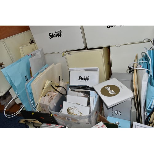 595 - A QUANTITY OF EMPTY STEIFF BOXES, PAPER BAGS, CLOTH BAGS AND A QUANTITY OF PRINTED EPHEMERA, includi... 