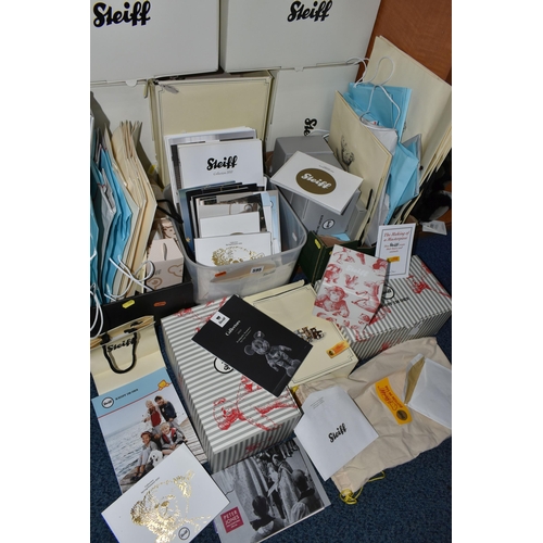 595 - A QUANTITY OF EMPTY STEIFF BOXES, PAPER BAGS, CLOTH BAGS AND A QUANTITY OF PRINTED EPHEMERA, includi... 