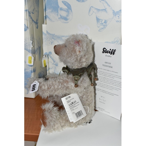 600 - A BOXED STEIFF LIMITED EDITION 'ARTAN TEDDY BEAR', no.021756, ltd ed no. 211/1225, grey brown mohair... 