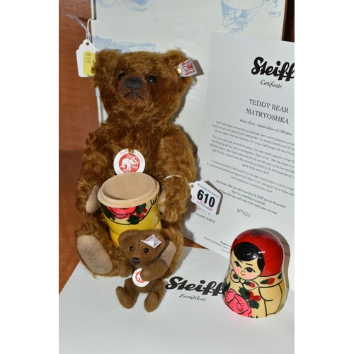 610 - A BOXED STEIFF LIMITED EDITION 'TEDDY BEAR MATRYOSHKA', no.034190, ltd ed no.626/1500, brown mohair,... 