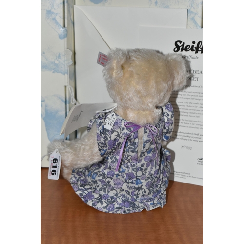 616 - A BOXED STEIFF LIMITED EDITION 'TEDDY BEAR VIOLET', no.677625, limited edition no.902/1500, cream mo... 