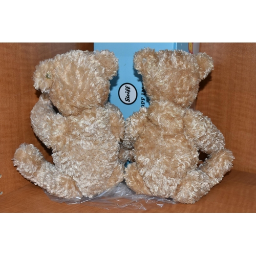 619 - TWO STEIFF 'ELMAR' TEDDY BEARS, no.022456, golden polyester, height 32cm, with tags and labels attac... 