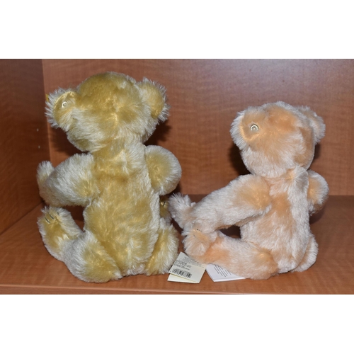 634 - TWO STEIFF CLASSIC TEDDY BEARS, comprising 'Petsy - Apricot Old Friend', 037559, mohair, height 27cm... 