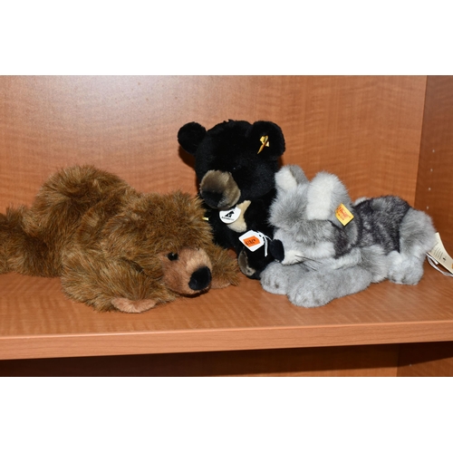 647 - THREE STEIFF ANIMALS, comprising Moonie 677588,  Urs 070020 and Baby Wolf 069239 (3) (Condition Repo... 