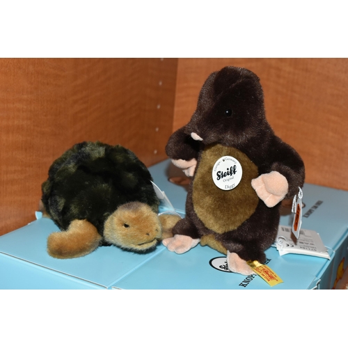 648 - FOUR BOXED STEIFF CREATURES, comprising Slo Tortoise 068485, Diggy Mole 071164, Joggi Hedgehog 07138... 