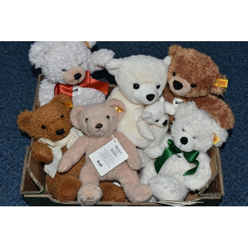 651 - ONE BOX OF STEIFF BEARS, to include six bears Marie And Lisa 113697, Yorkshire Rose 664014, My First... 