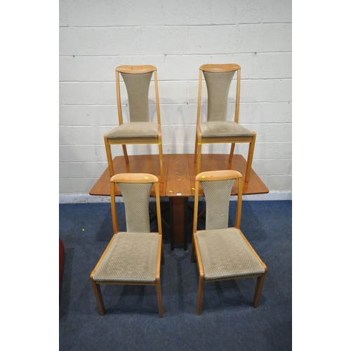 1244 - TOM ROBERTSON, MCINTOSH OF KIRKCALDY, A MID CENTURY TEAK DROP LEAF TABLE, with double x-framed legs,... 