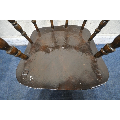 1246 - JOYNSON HOLLAND & CO, A 1940'S WORLD WAR TWO AIR MINISTRY R.A.F BOW TOP CAPTAINS CHAIR, with turned ... 