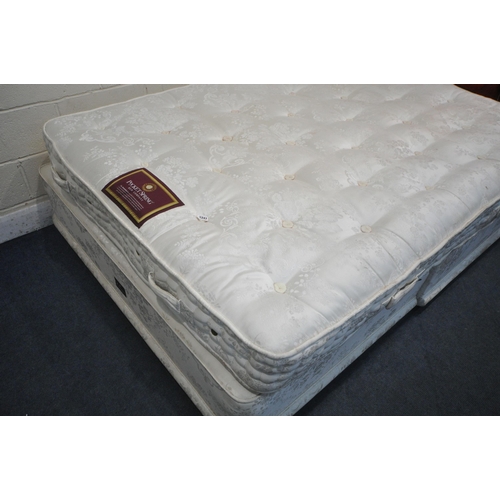 1247 - A SILENT NIGHT MASTER BEDMAKER 5FT DIVAN BED, 1400 POCKET SPRUNG MATTRESS, and a pine headboard (con... 