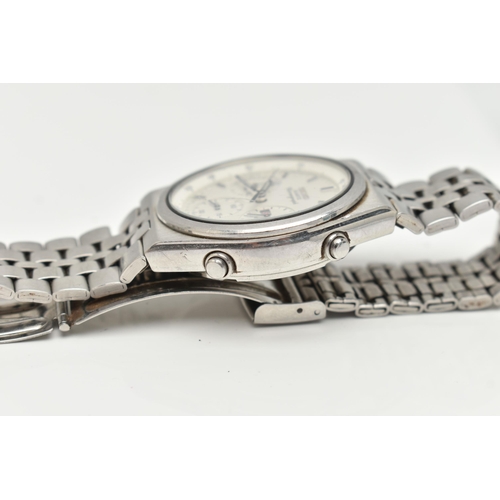 20 - A GENTS 'SEIKO QUARTZ CHRONOGRAPH' WRISTWATCH, round silver dial signed 'Seiko Quartz Chronograph', ... 