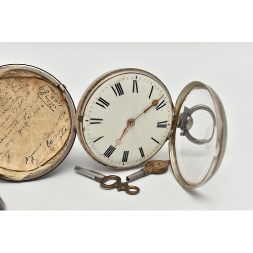 22 - A GEORGE III SILVER PAIR CASE POCKET WATCH, key wound, round white Roman numeral dial, domed glass c... 