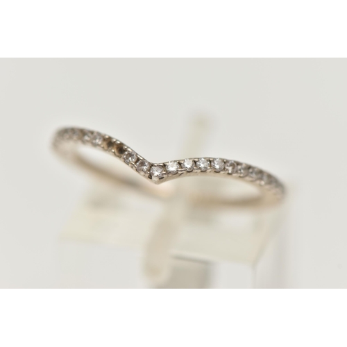 24 - A PANDORA WISHBONE RING, the front half set with circular colourless cubic zirconia, with ALE maker'... 