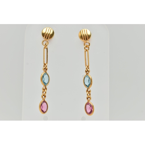 55 - TWO PAIRS OF EARRINGS, to include a pair of oval topaz stud earrings with rope twist surround, and a... 