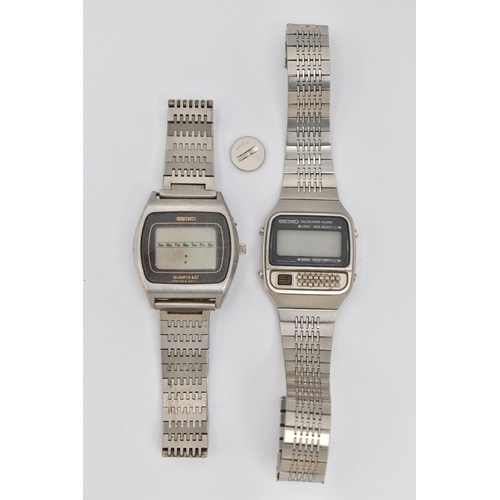 57 - TWO GENTS 'SEIKO' DIGITAL WRISTWATCHES, one signed 'Seiko Quartz LC', the other 'Seiko calculator-Al... 