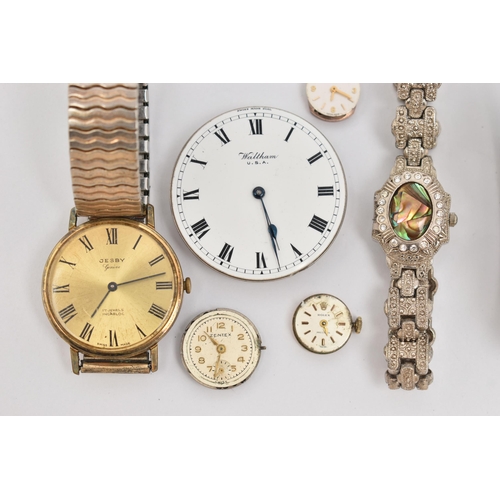 63 - ASSORTED WATCHES AND PARTS, to include a small ladies 'Rolex Precision' movement, with a 9ct gold ca... 