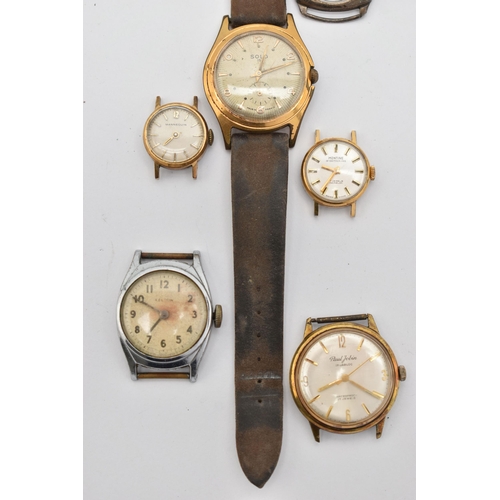 66 - A SELECTION OF MAINLY WATCH HEADS, to include a Solo wristwatch, watch heads include Montine, Kelton... 