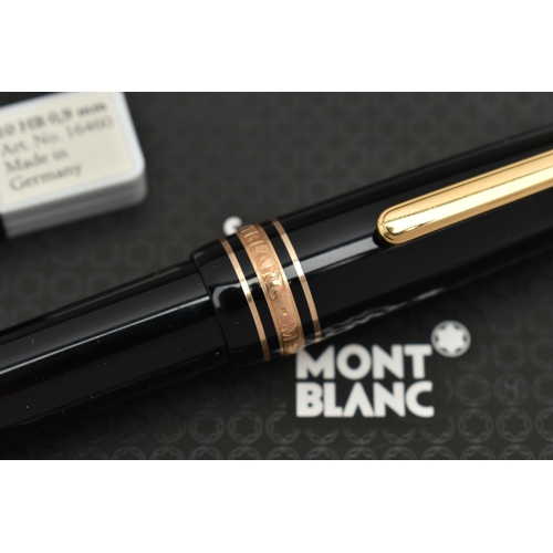 71 - A CASED MONT BLANC MEISTERSTUCK RETRACTABLE PENCIL, the black pen case with gold coloured trim, stam... 