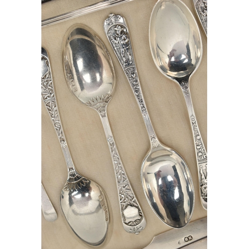 100 - AN ASSORTMENT OF SILVER AND WHITE METAL TABLEWARE, to include a cased set of six silver coffee spoon... 