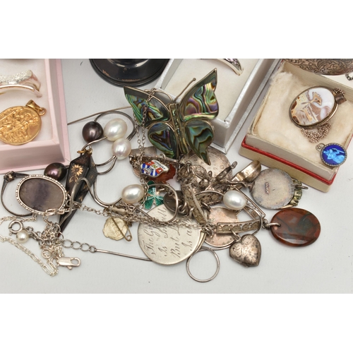 101 - ASSORTED SILVER AND WHITE METAL JEWELLERY, to include a small silver trophy cup hallmarked  Birmingh... 