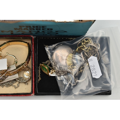 109 - A BOX OF ASSORTED WATCHES AND JEWELLERY, to include an open face 'Smiths Empire' pocket watch and an... 