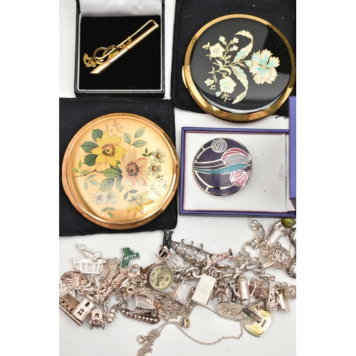 112 - SILVER AND WHITE METAL JEWELLERY AND ITEMS, to include a pair of silver cufflinks, polished rectangu... 