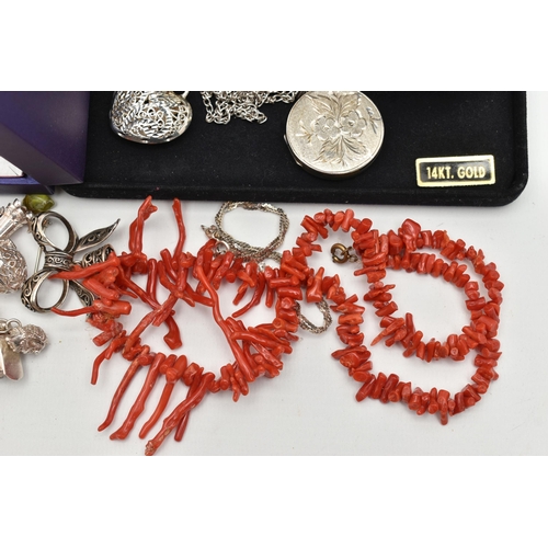 112 - SILVER AND WHITE METAL JEWELLERY AND ITEMS, to include a pair of silver cufflinks, polished rectangu... 