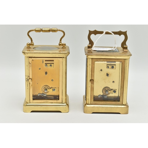 120 - TWO CLOCKS, to include a carriage clock with white metal, black Roman numerals, black hands, the dia... 