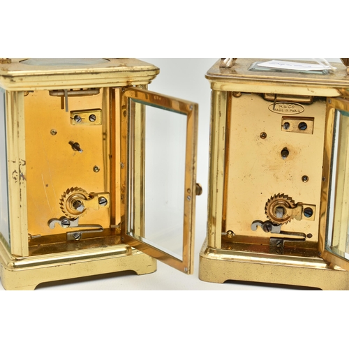 120 - TWO CLOCKS, to include a carriage clock with white metal, black Roman numerals, black hands, the dia... 