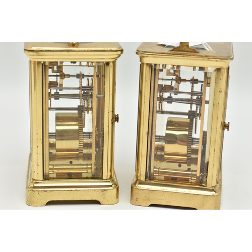 120 - TWO CLOCKS, to include a carriage clock with white metal, black Roman numerals, black hands, the dia... 