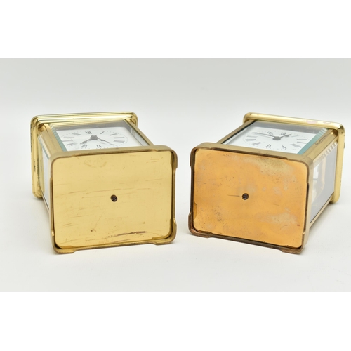 120 - TWO CLOCKS, to include a carriage clock with white metal, black Roman numerals, black hands, the dia... 