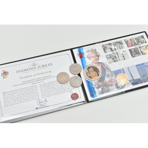 135 - A WESTMINSTER COIN COVER OF QUEEN ELIZABETH DIAMOND JUBILEE, included are 3x £5 coins with a Numis P... 